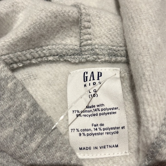 GAP kids cozy kangaroo pouch hooded sweater neon pink accented letters - Picture 4 of 10